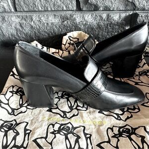 Freda Salvatore RISE HEEL 
Size 9 / BLACK CALF + BLACK CROC
Original price $338
